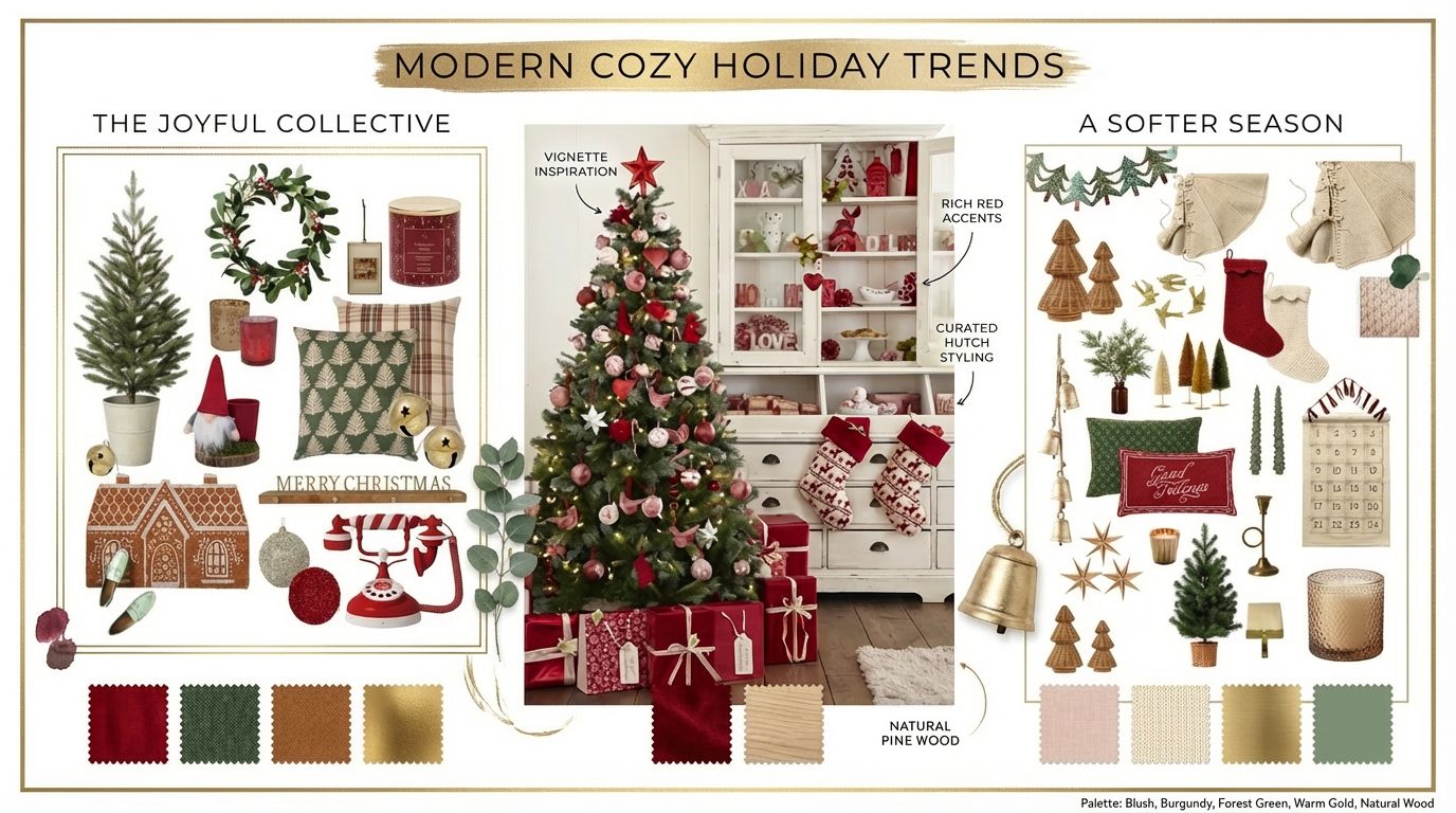 Modern cozy holiday trends mood board